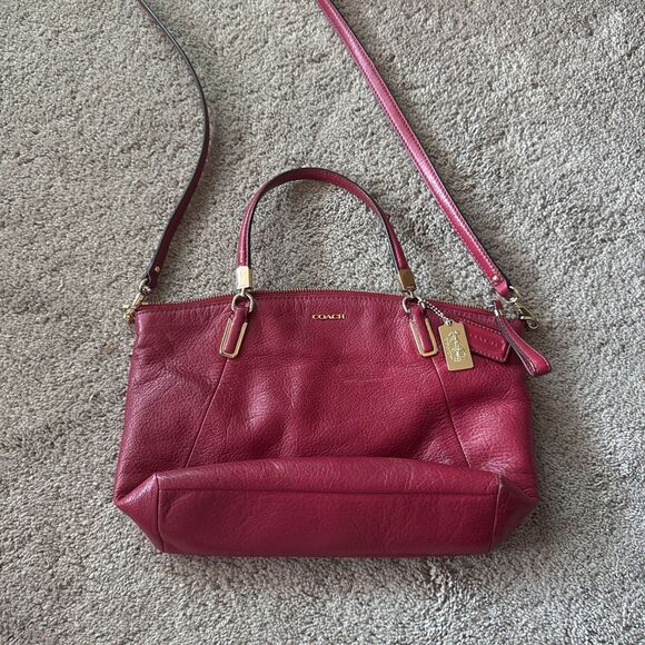 Coach Mini Christie Carryall Leather Crossbody Purse Magenta - Picture 1 of 4